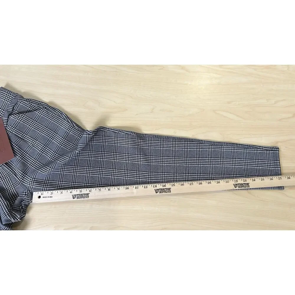 Indero Scuba Pants NWT Black/White Plaid Spandex Women's Size S/M
